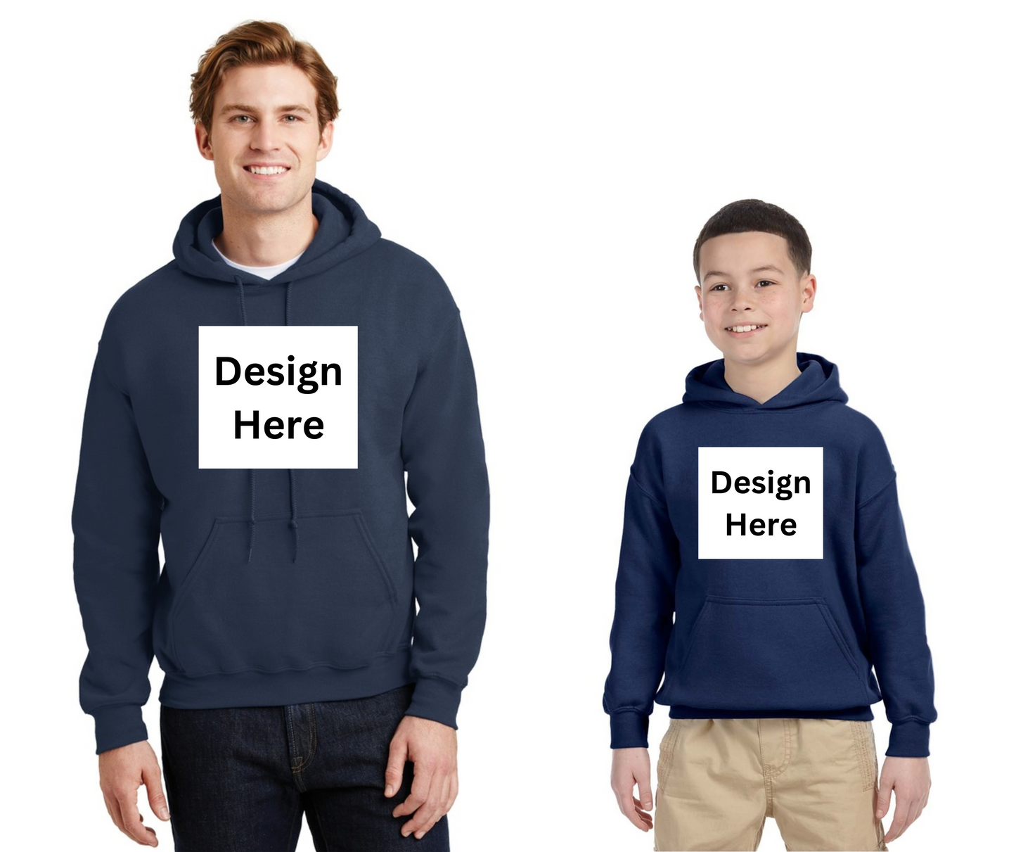 Gildan 5050 Youth and Adult Navy Hooded Sweatshirt