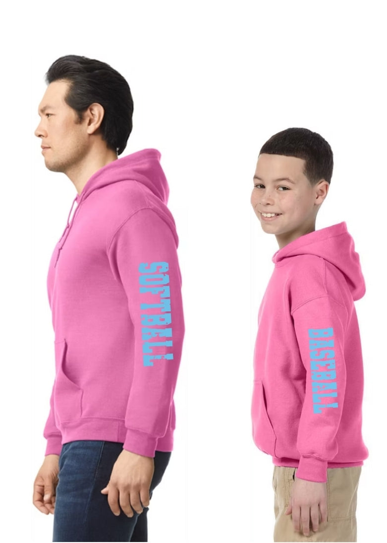 Unisex Nublend Youth and Adult Pink Hooded Sweatshirt