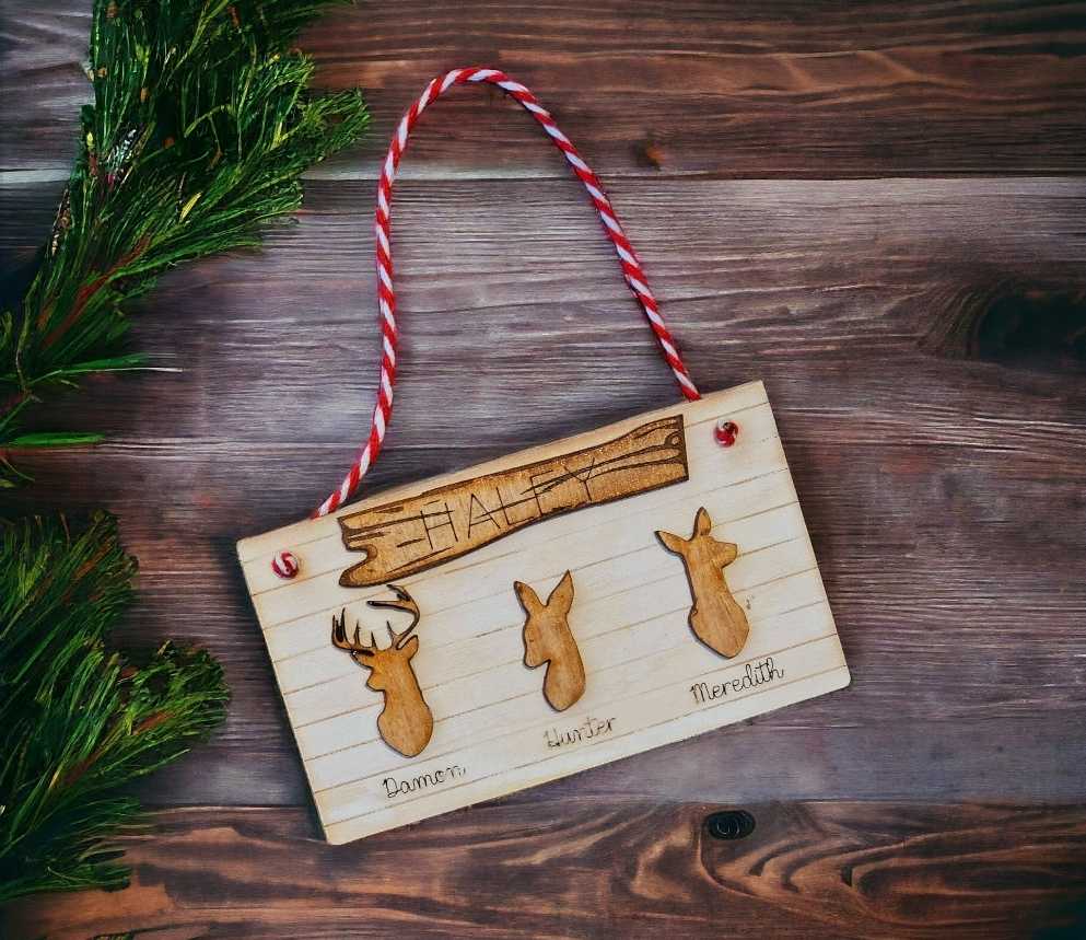 Personalized Deer Family Ornament