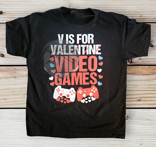 V is for Video Games | Kids Valentine Top