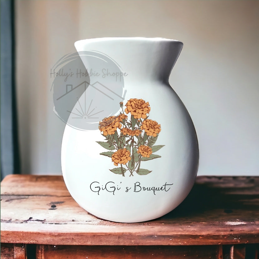 Personalized Birth Flower Bouquet Vase