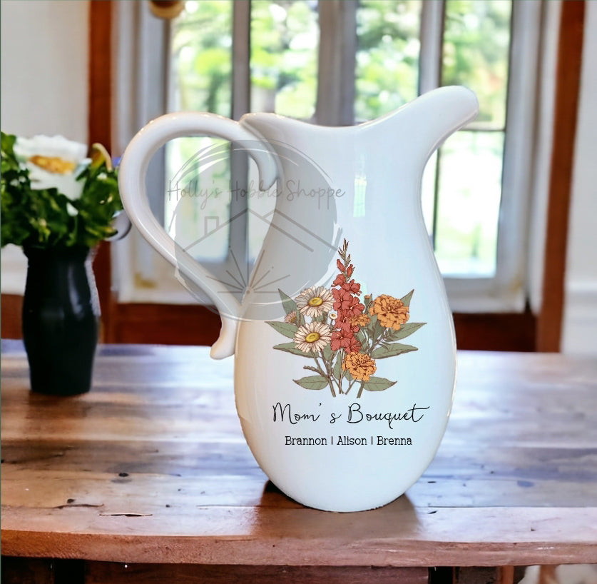 Personalized Birth Flower Bouquet Vase