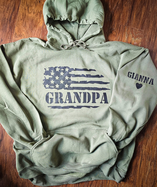 Heart on the Sleeve Grandpa Hoodie | American Flag