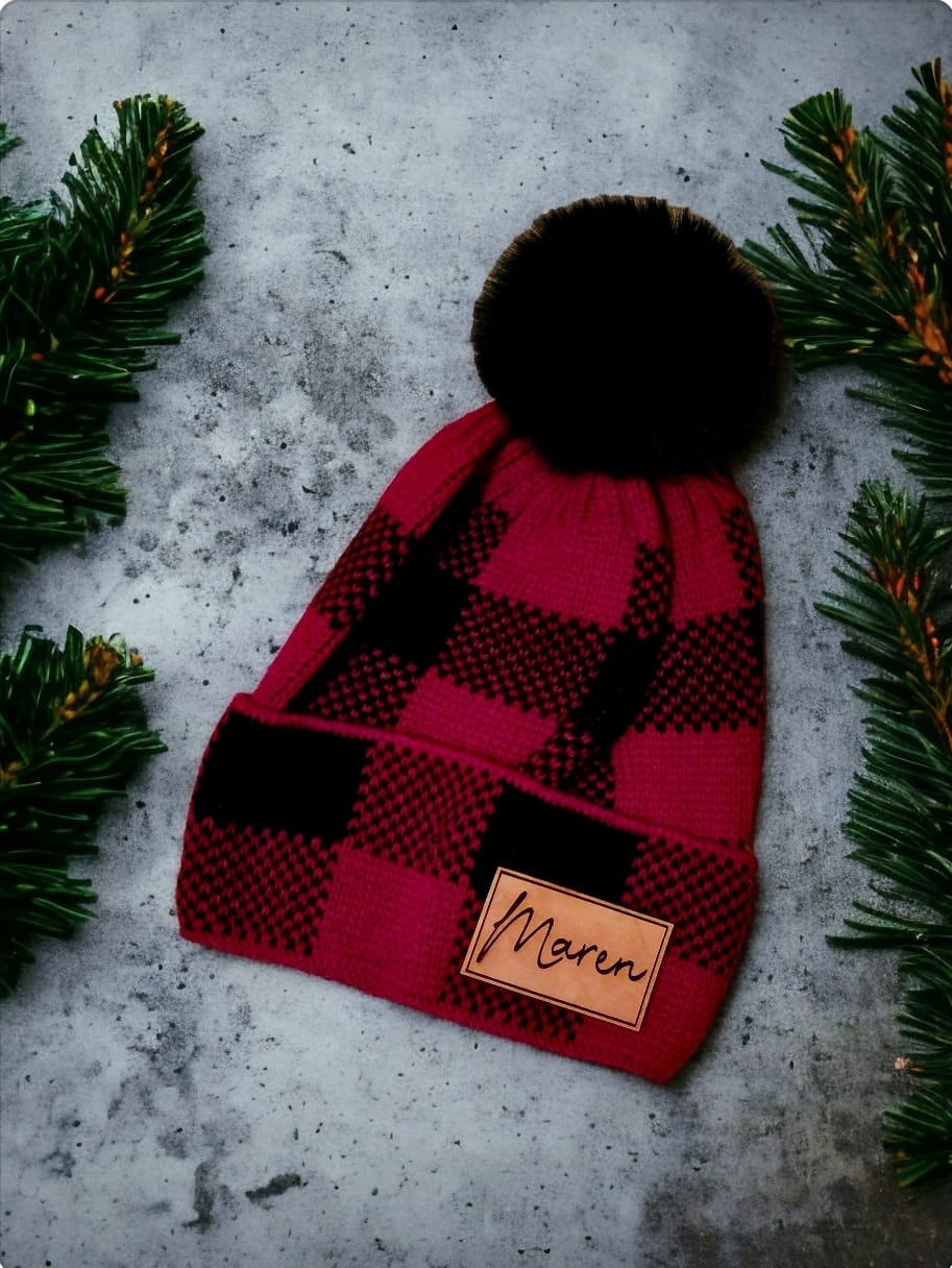 Buffalo Plaid Pom Pom Beanie