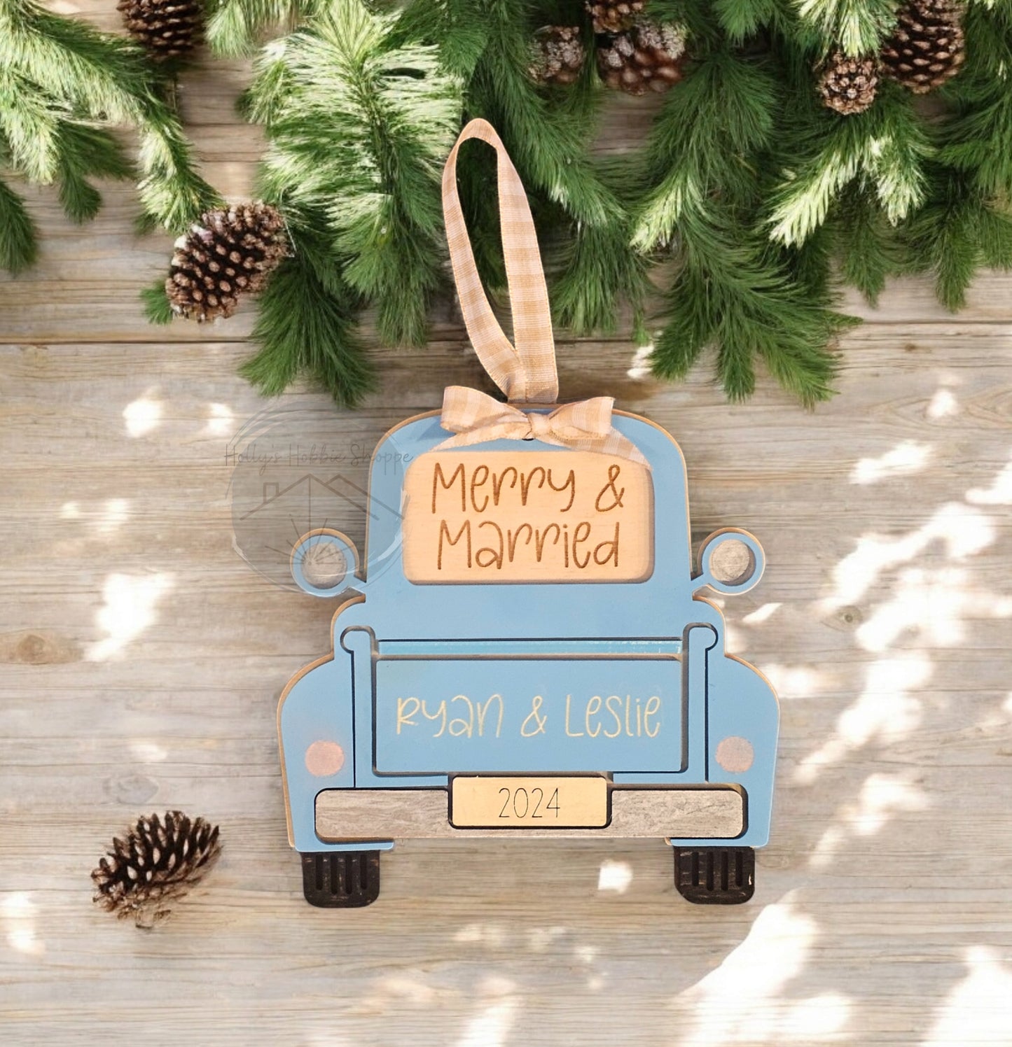 Just Married Vintage Truck Ornament