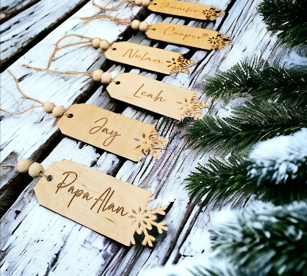 Snowflake Stocking Tags